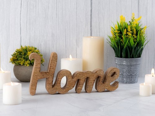 Holzfigur schriftzug home - schriftzug,