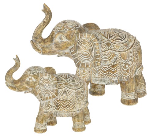 Elefant beige weiß holzoptik - elefant,