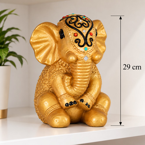 Elefantenfigur gold 29 cm - elefantenfigur,