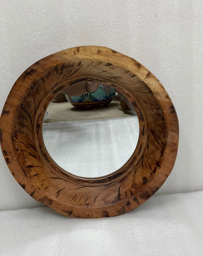 Vintage holz rundspiegel - holz,
